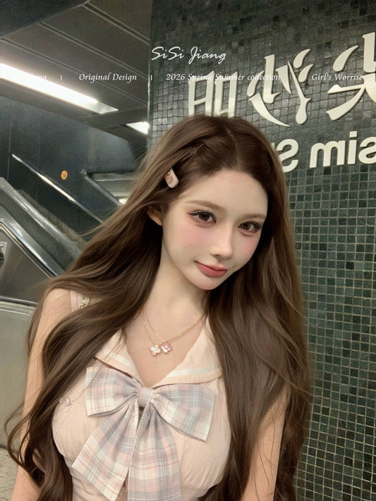 溫柔芋頭奶無袖百褶裙套裝