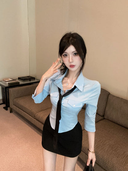 純御性感OL風秘書高腰包臀短裙兩件套