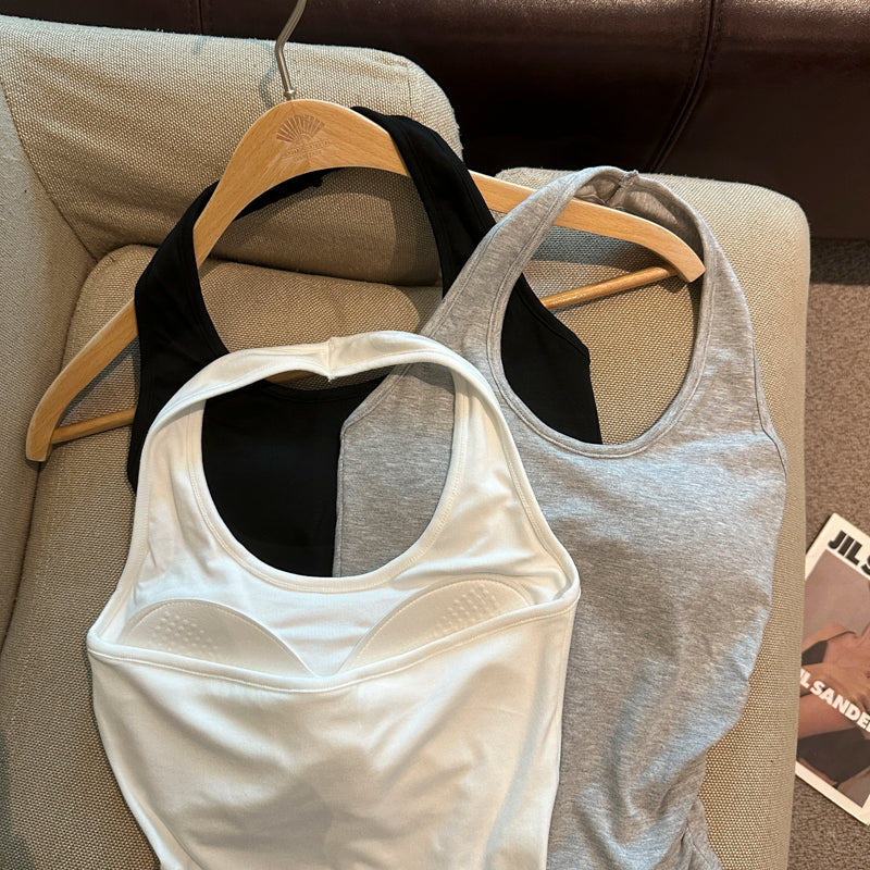 性感掛脖無袖背心單品(加厚墊)