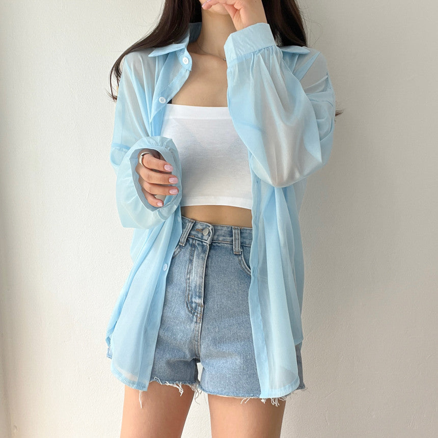 夏季百搭紡防曬外搭襯衫