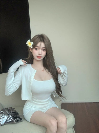氣質蝴蝶結吊帶背心三件套