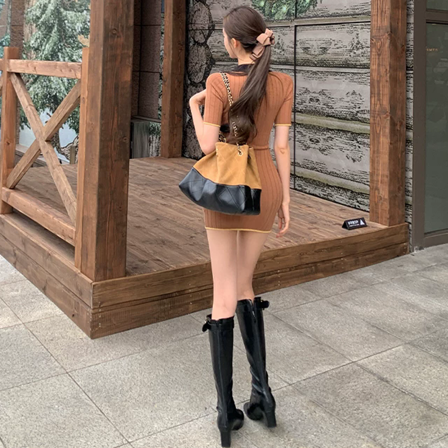 韓系美拉德小香風連衣裙