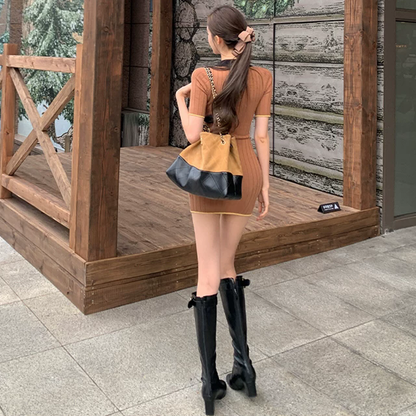 韓系美拉德小香風連衣裙