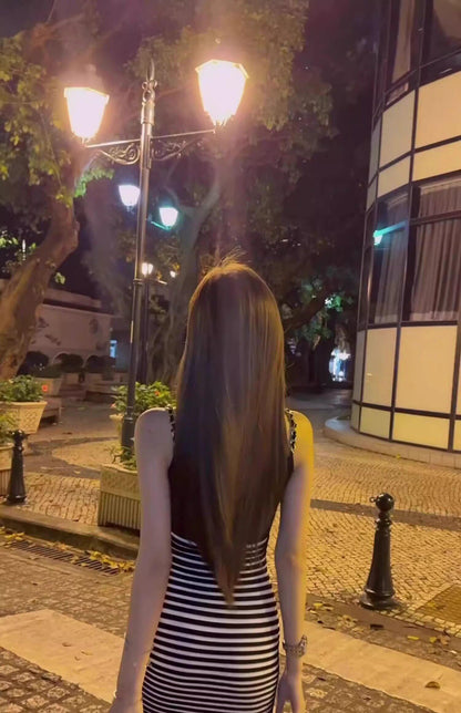💕現貨秒出🍓韓系小個子條紋鏈條冰絲吊帶