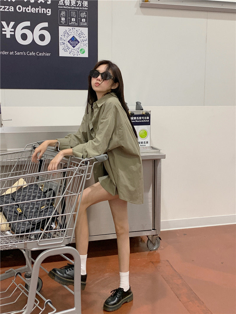 多色寬鬆休閒百搭襯衫外搭