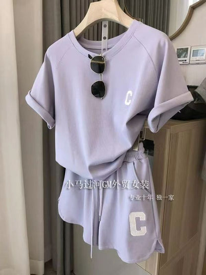 休閒寬鬆C字母運動套裝