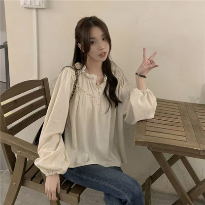 法式甜美泡泡袖襯衫單品