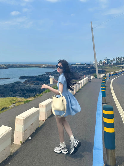 海的顏色收腰顯瘦澎澎裙