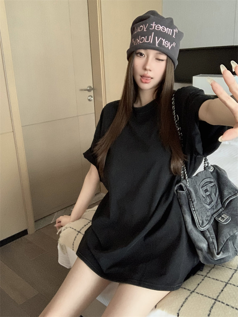 美式復古洗水基礎百搭寬鬆大學T