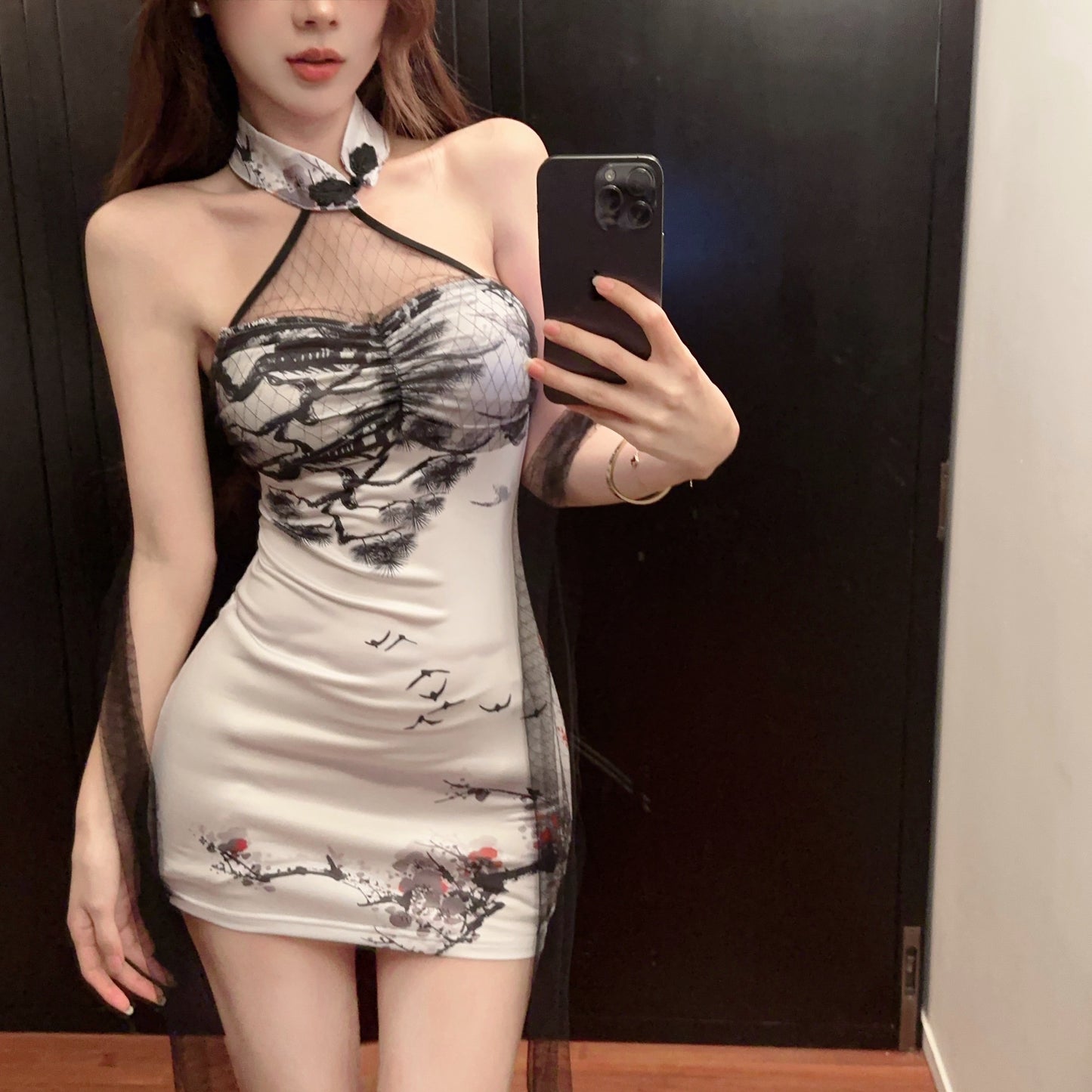 優雅復古純御旗袍包臀短裙