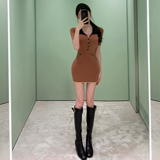 韓系美拉德小香風連衣裙