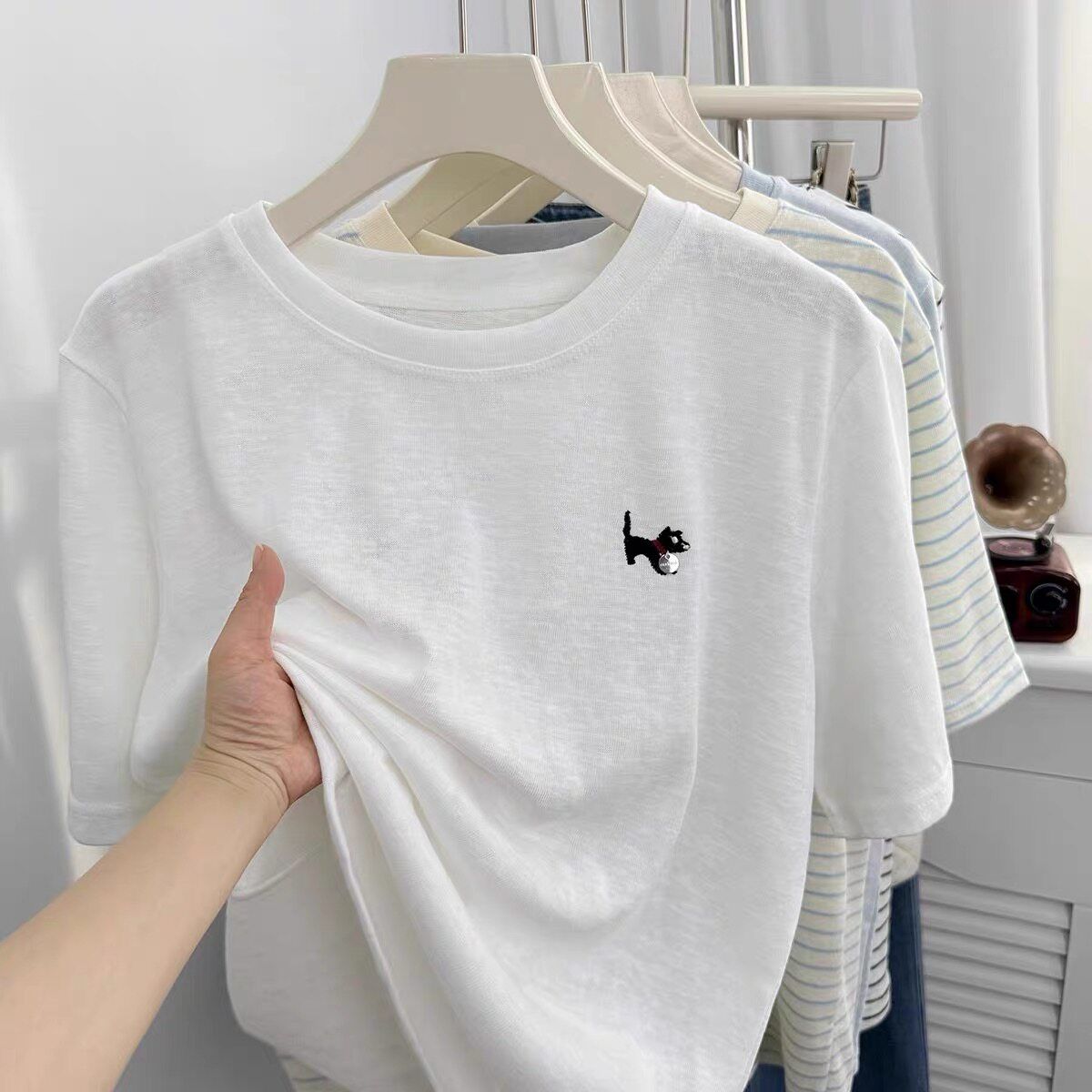 🐩韓系小狗狗刺繡簡約上衣(有大尺碼)