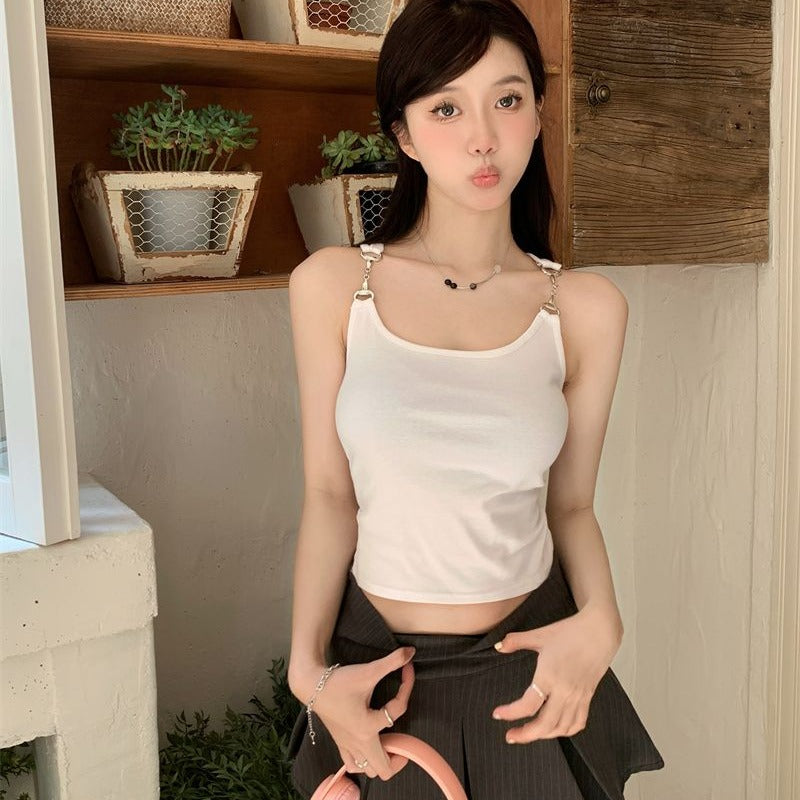 夏季金屬吊帶顯瘦背心單品