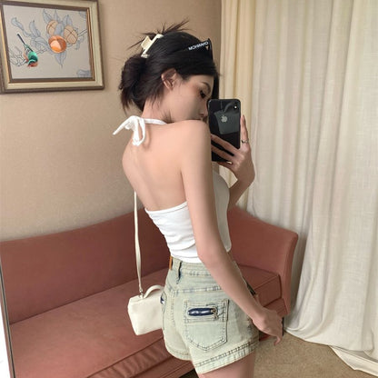 港風性感綁帶掛脖帶墊小吊帶