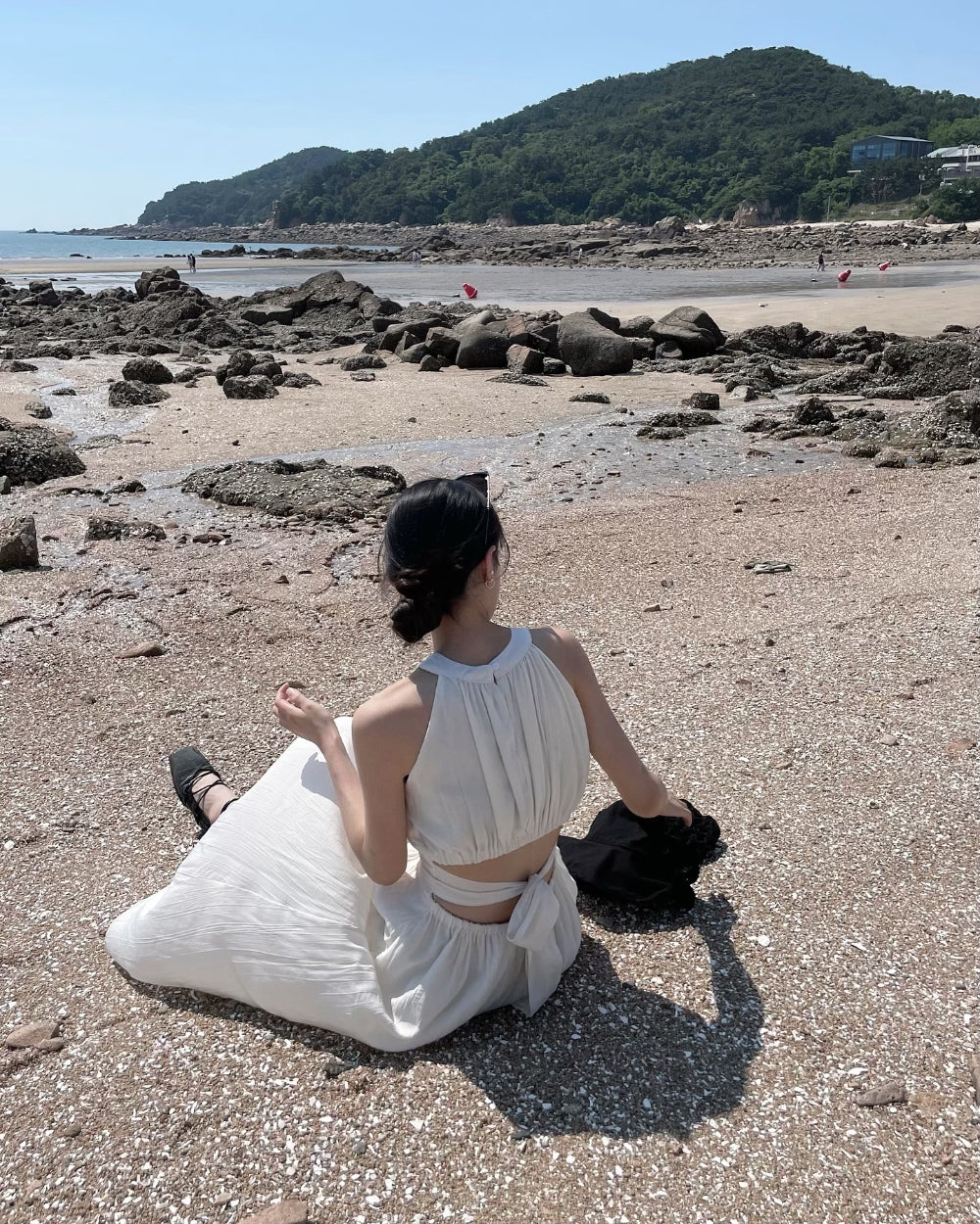 chic夏季度假休閒露背長裙