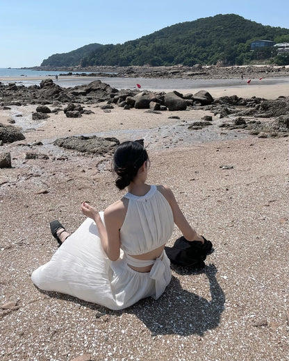 chic夏季度假休閒露背長裙