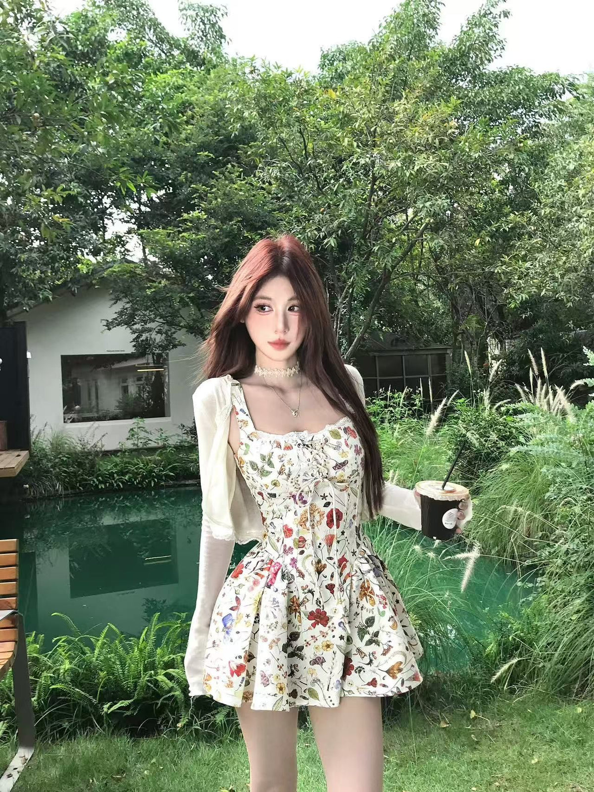 💕現貨秒出🍓純御法式吊帶碎花連衣裙