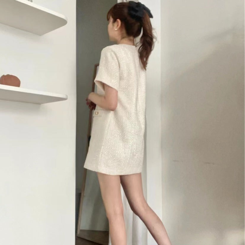 韓系四口袋小個子小香風連身裙