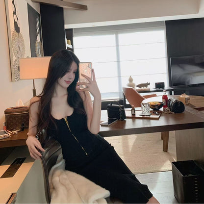 💕現貨秒出🍓軟香溫柔U領背心&半身裙兩件套
