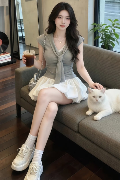 OOTD 溫柔花苞半身裙兩件套