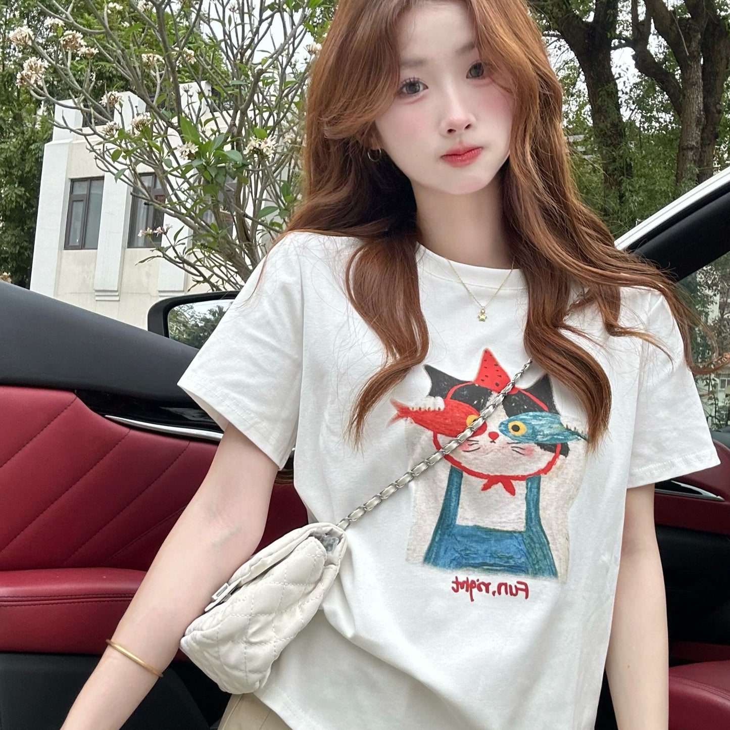 🐈貓咪拿兩隻魚休閒上衣🐟(有大尺碼)