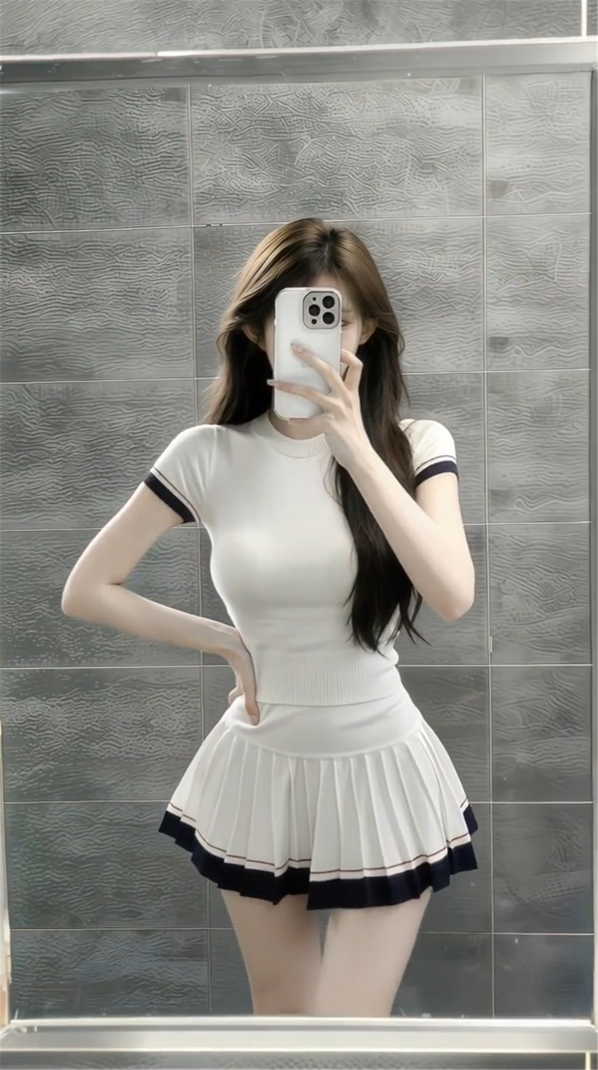 💕現貨秒出🍓韓系學院風短袖套裝裙