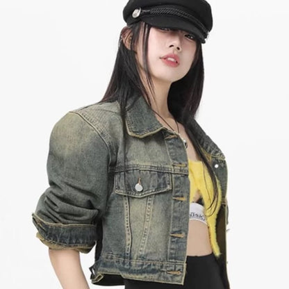 美式復古短版牛仔外套