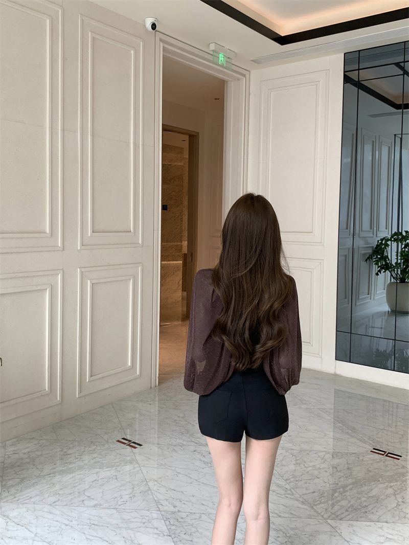 💕現貨秒出🍓法式精緻輕奢細閃披風背心上衣