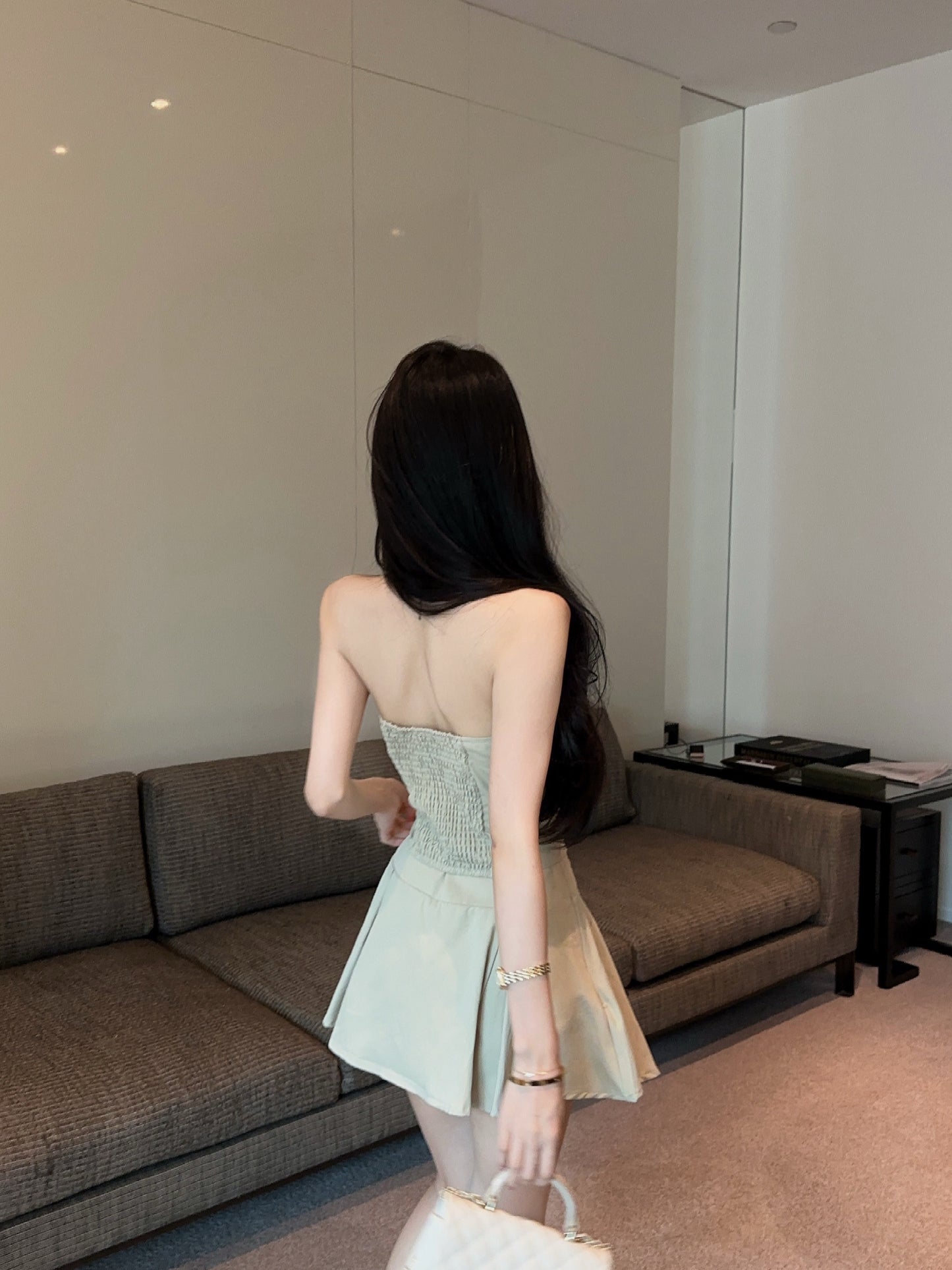 翻領單排釦上衣+澎澎裙兩件套