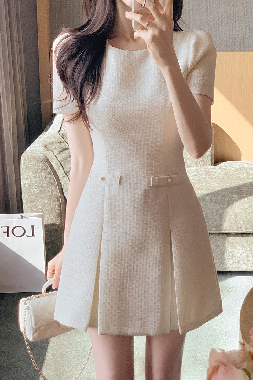 韓系氣質小香風圓領連衣裙