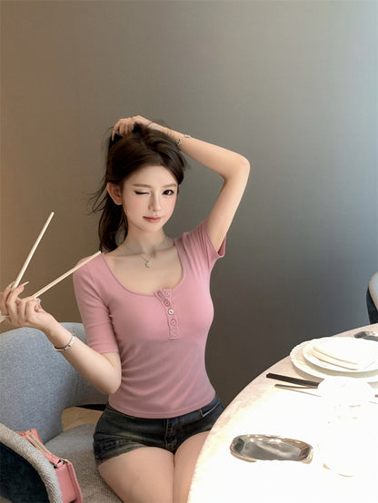 簡約修身顯瘦百搭短袖T袖