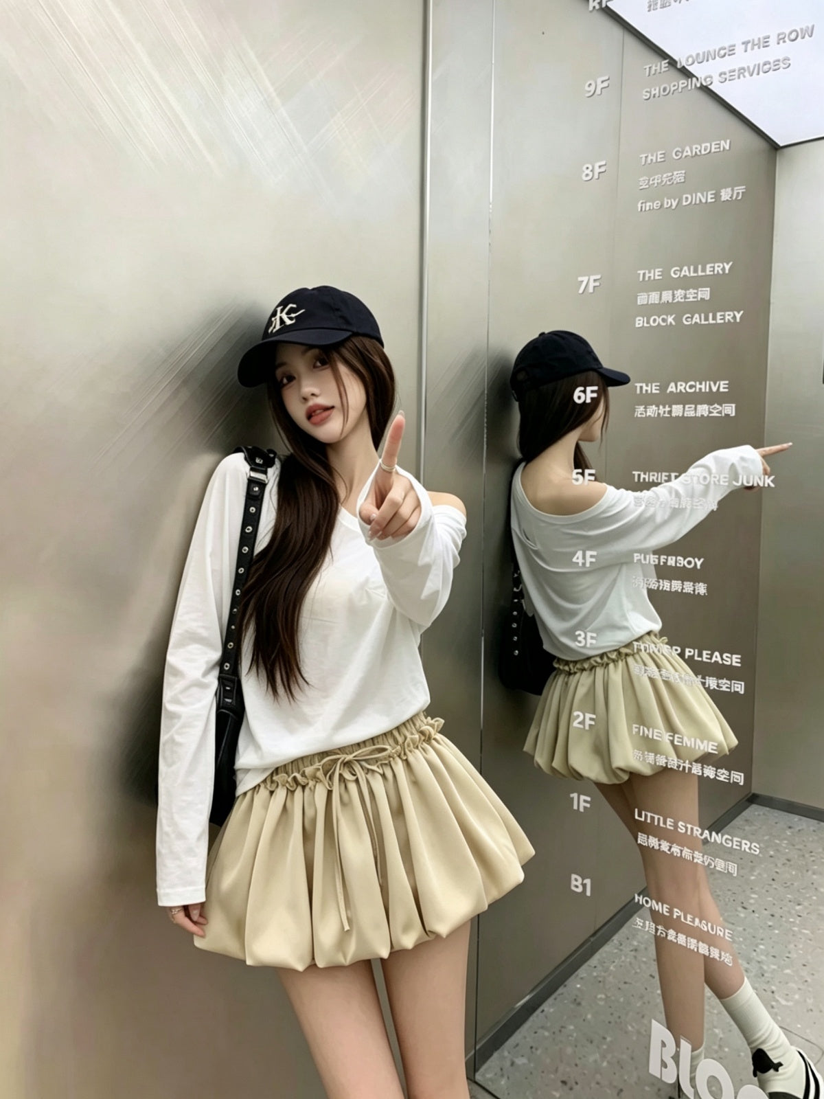 韓系chic醋酸光澤雲朵澎澎短裙