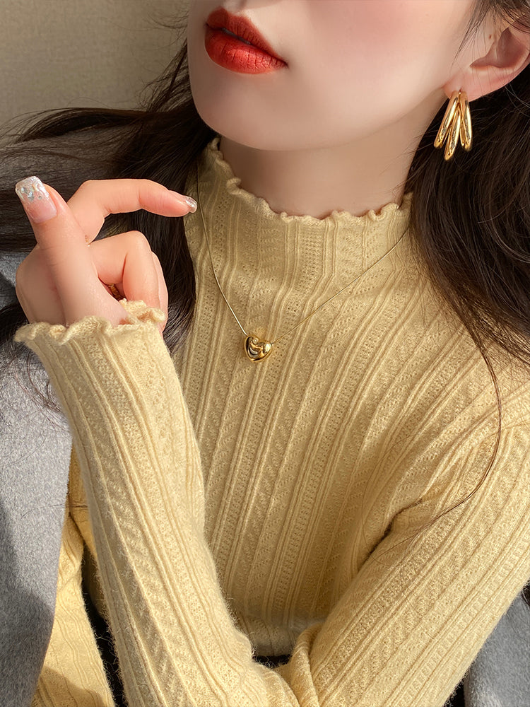 💕現貨秒出🍓溫柔春秋小香風半高領針織上衣