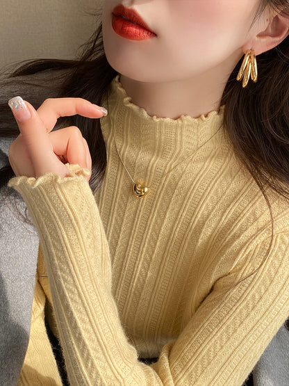💕現貨秒出🍓溫柔春秋小香風半高領針織上衣