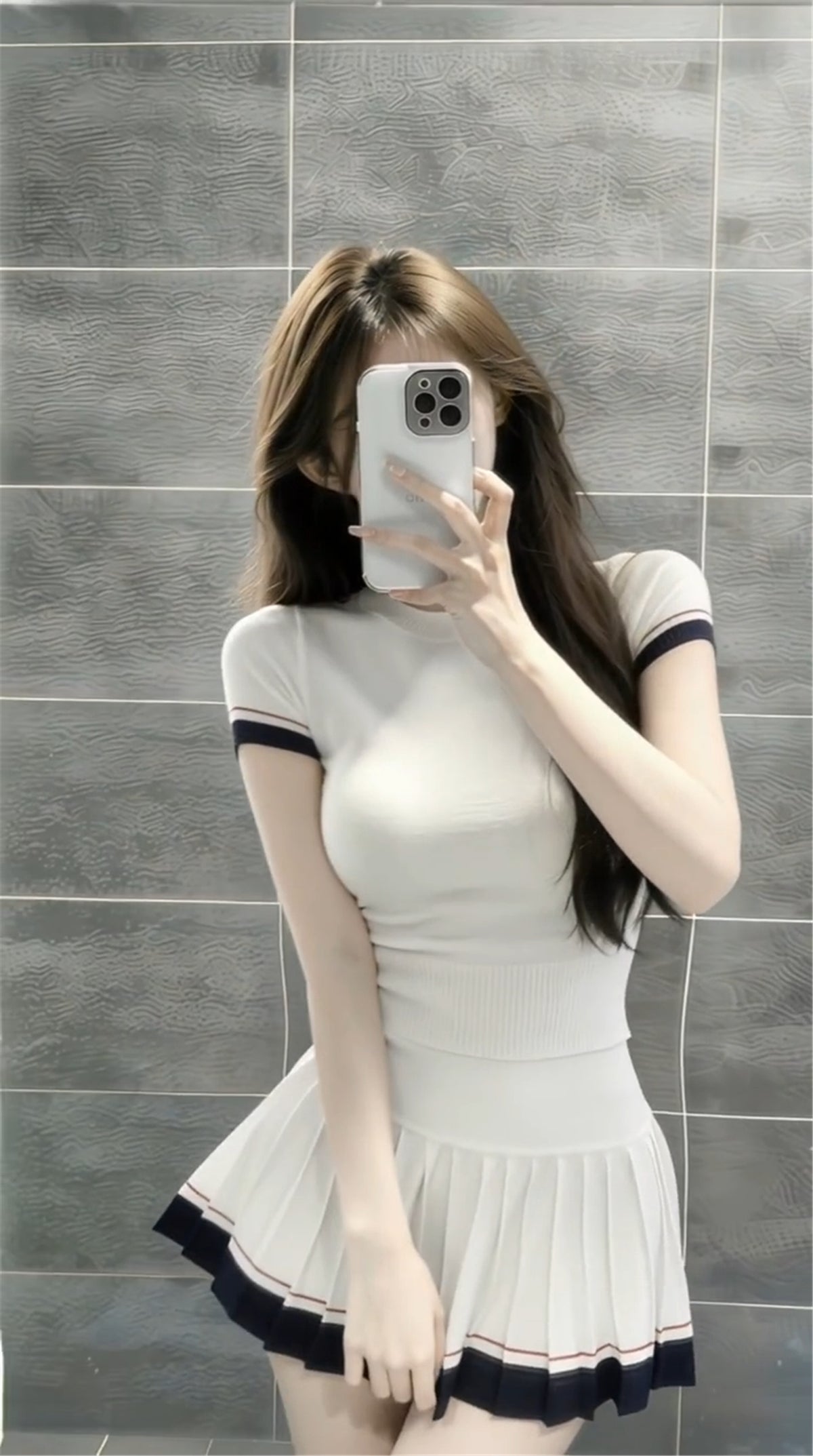 💕現貨秒出🍓韓系學院風短袖套裝裙