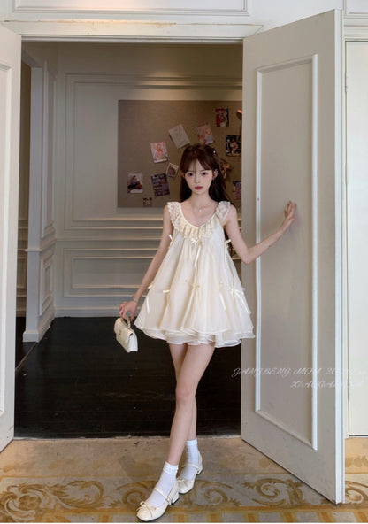 💕現貨秒出🍓可愛蕾絲小個子連衣短裙