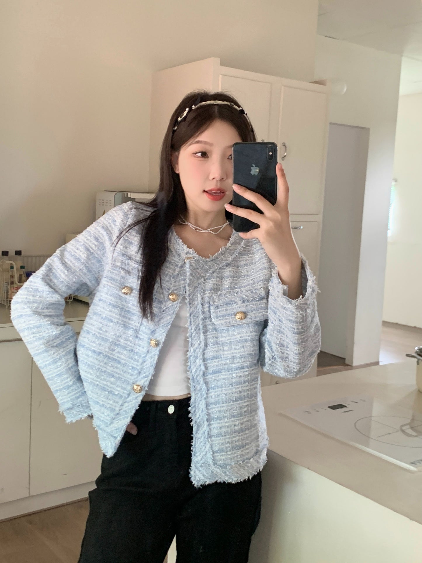 秋季法式名媛小香風短版外套
