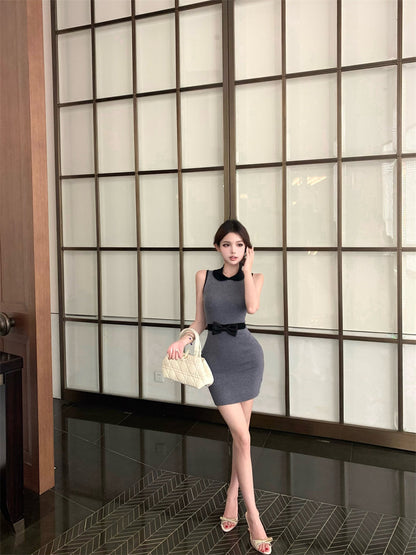 韓系POLO蝴蝶結小香風娃娃領連身裙