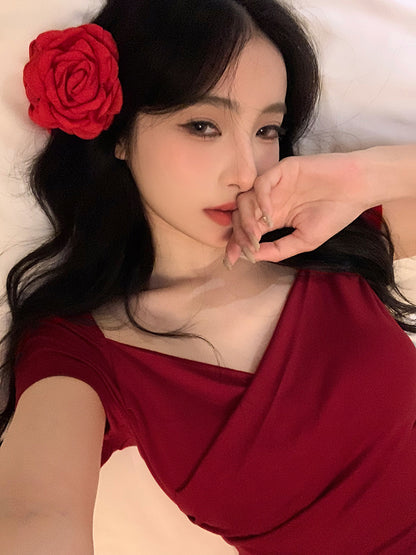 辣妹簡約收腰緊身短T
