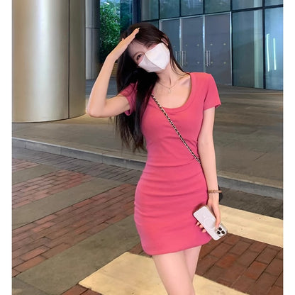 極簡風辣妹緊身包臀短裙