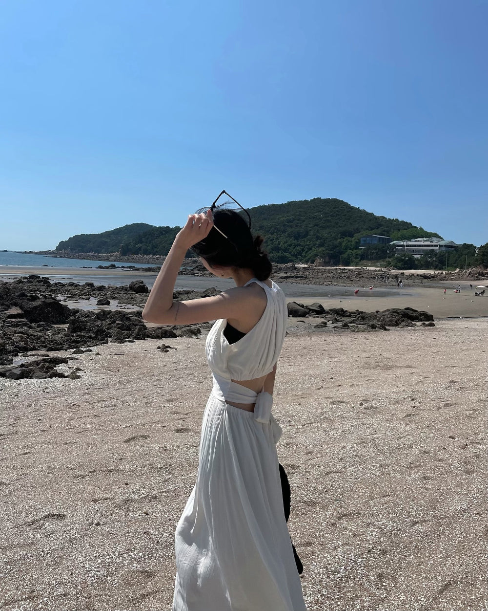chic夏季度假休閒露背長裙