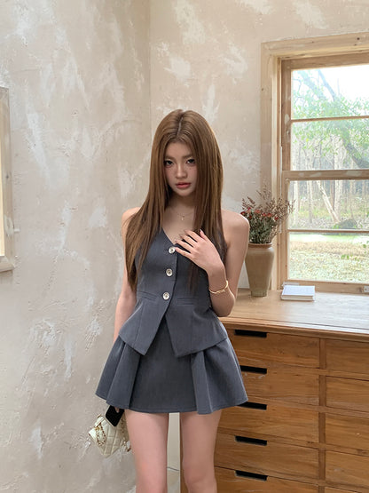 💕現貨秒出🍓西裝掛脖蝴蝶結馬甲套裝