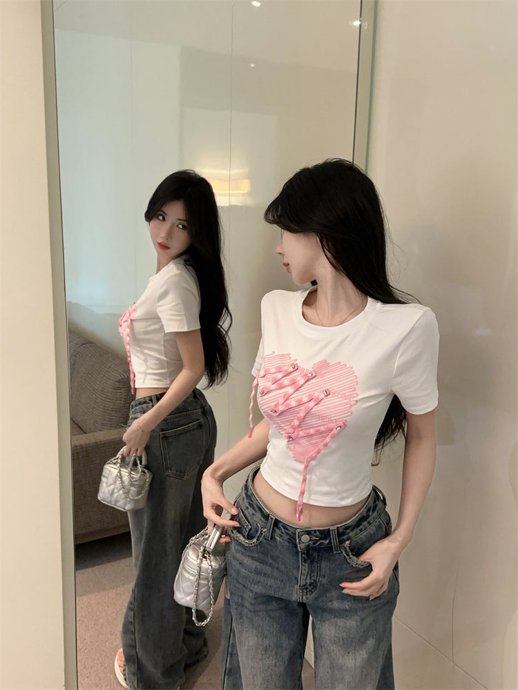 可鹹可甜高級百搭飄帶短袖上衣