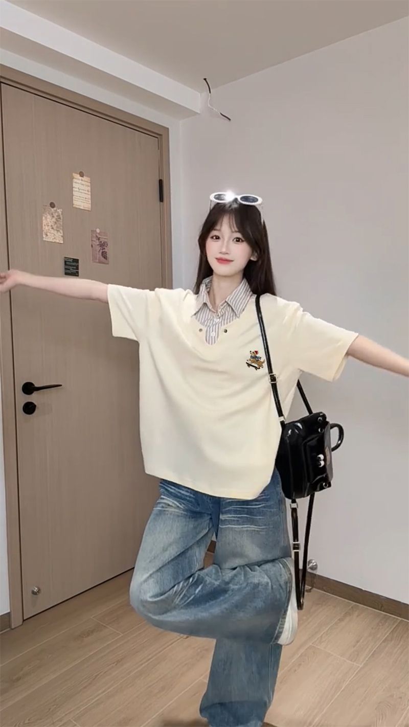 可愛溜滑板的狗狗POLO領上衣