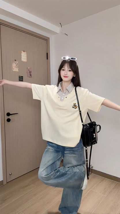可愛溜滑板的狗狗POLO領上衣