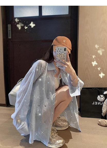 敲溫柔奶藍色薄款防曬外套