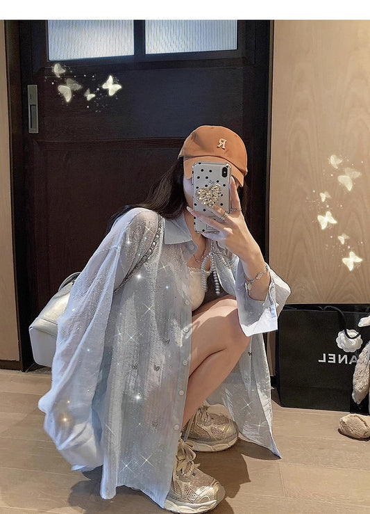敲溫柔奶藍色薄款防曬外套