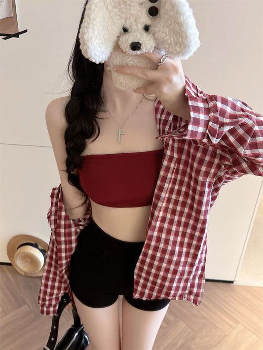 🤍必備防走光露背抹胸背心👙