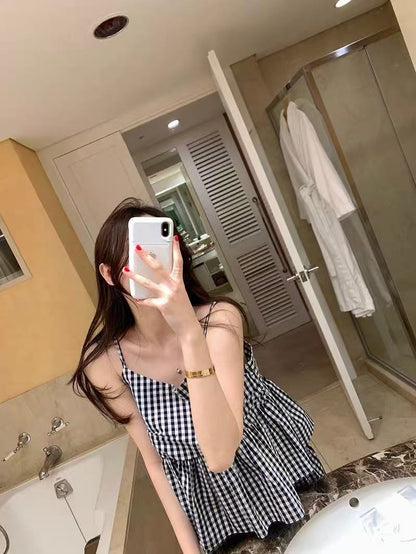休閒條紋吊帶背心+高腰寬褲兩套裝