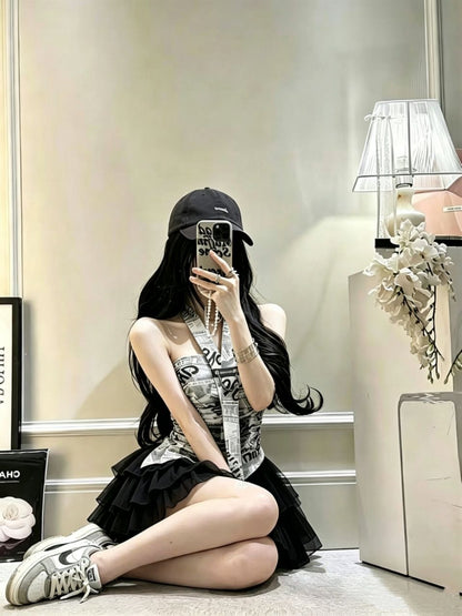 美拉德純欲掛脖帶墊抹胸背心單品